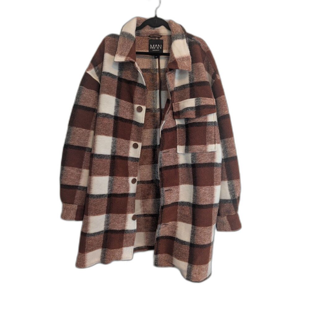 BoohooMan Men's Oversized Plaid Flannel Shirt Jacket(Shacket) NWOT Size XL